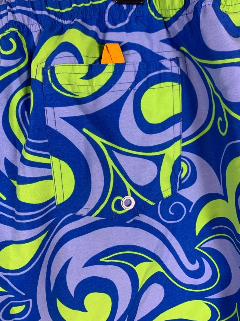 Loudmouth Swim Trunks Mens XXL Blue Green Swirl Print Board Shorts Beach Golf